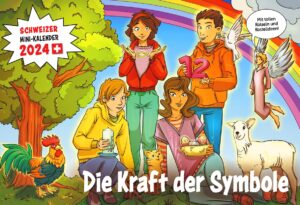 Cover des Mini-Kalenders über religiöse Zeichen und Symbole für Kinder